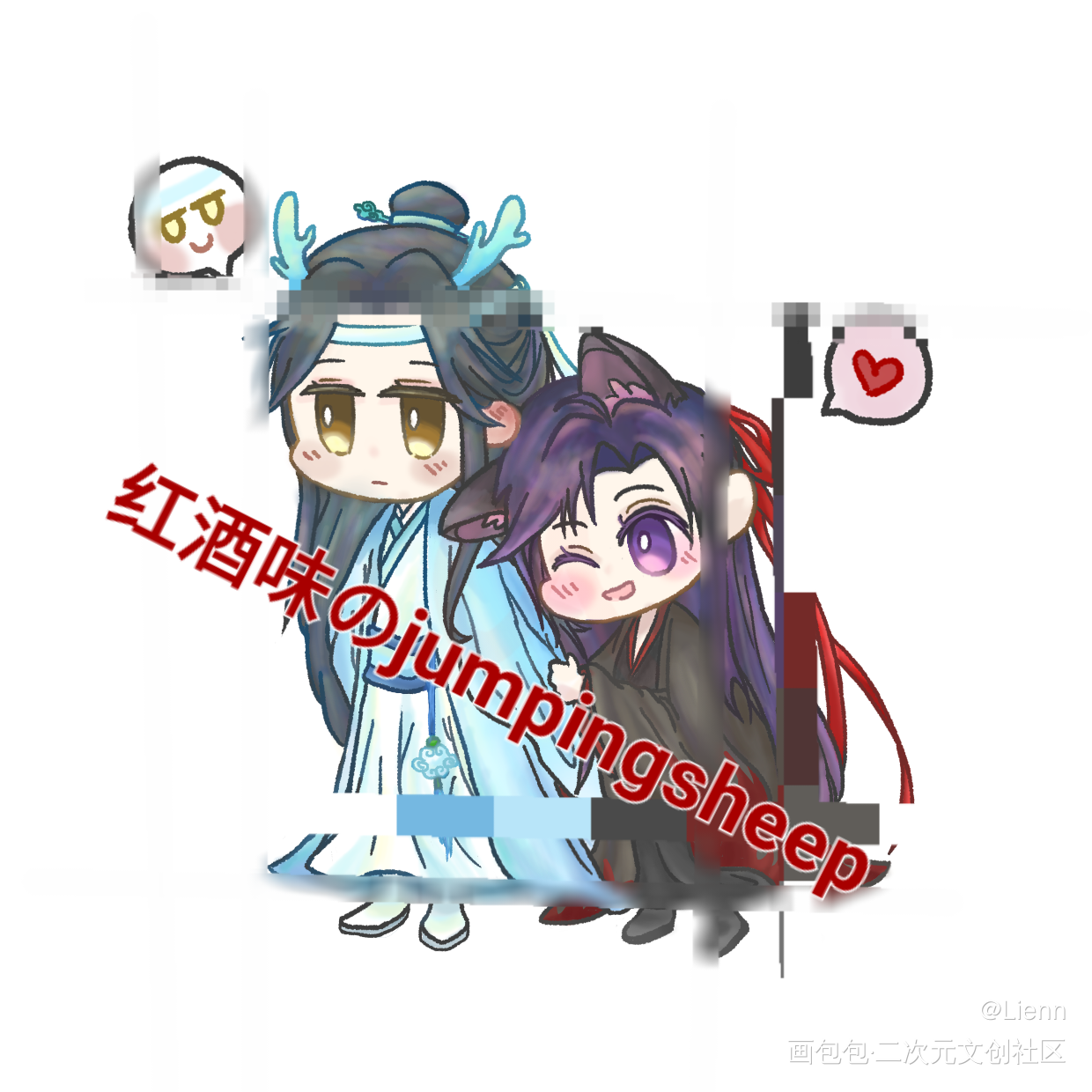 _魔道祖师忘羡平涂Q版绘画作品