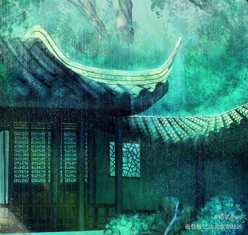 红莲水榭——夏霂_二哈和他的白猫师尊燃晚墨燃楚晚宁绘画作品