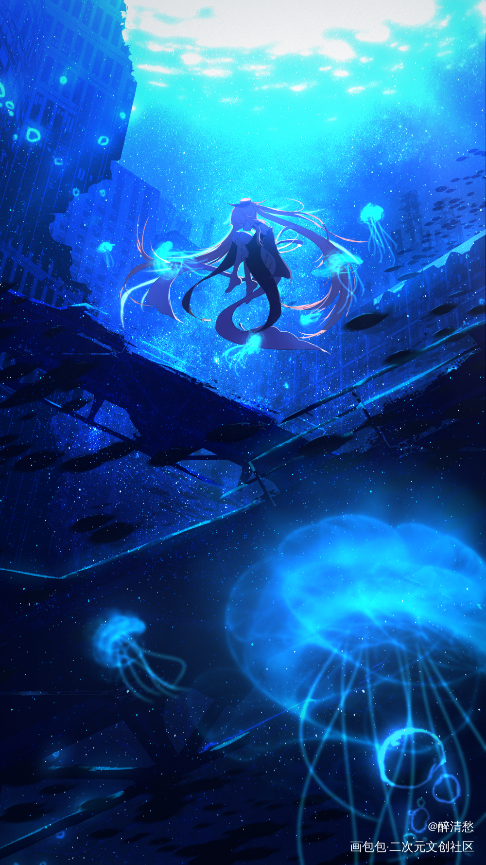 练习_原神日系少女同人风景绘画作品