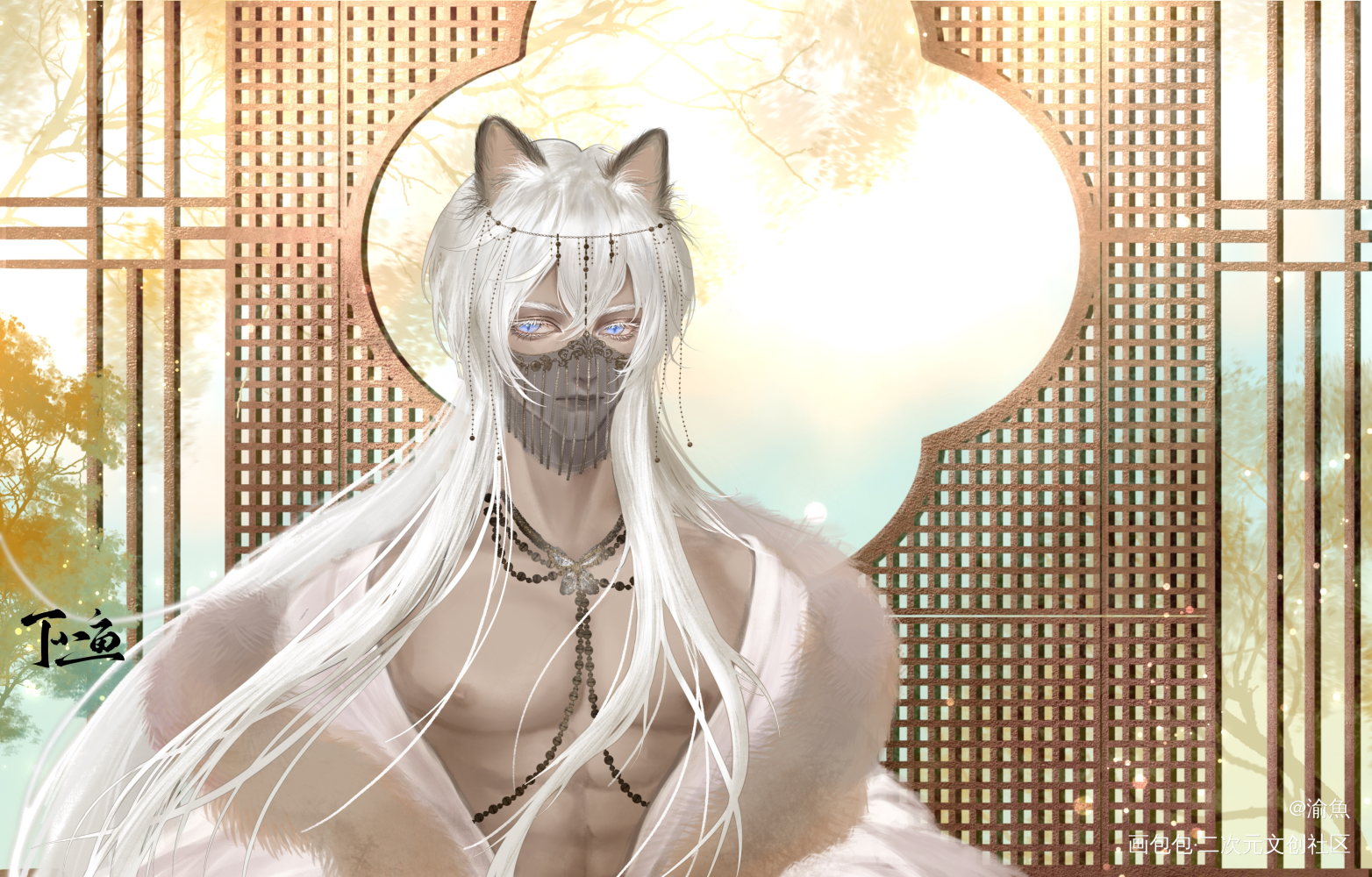 自家猫猫拟人1_猫猫古风厚涂水彩板绘插画板绘绘画oc绘画作品