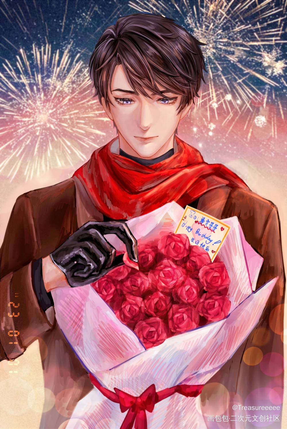 李先生，生日快乐捏🎂_恋与制作人李泽言李泽言0113生日快乐绘画作品