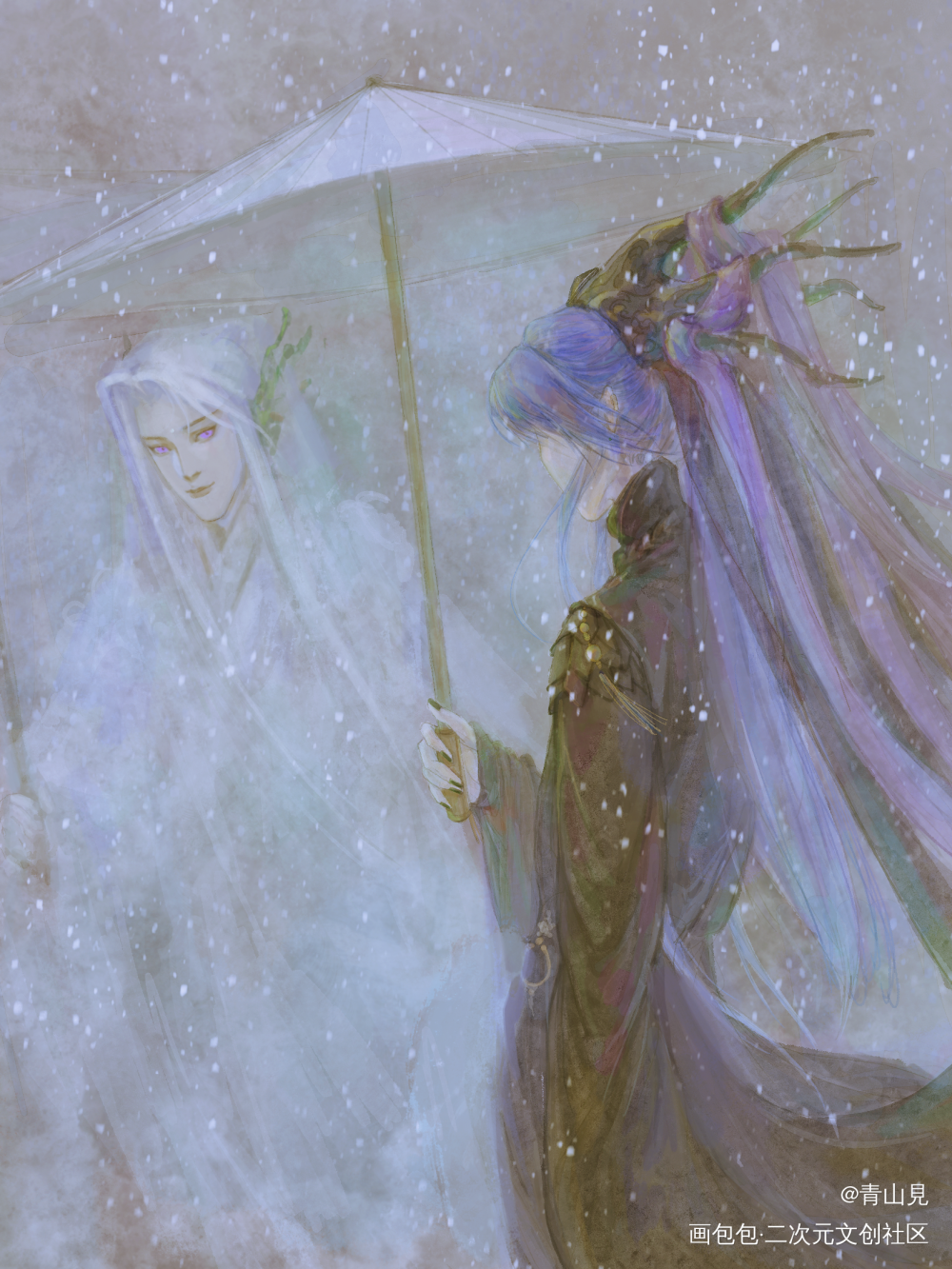 竟然没发过这张嘛🤔_霹雳布袋戏古风绘画作品