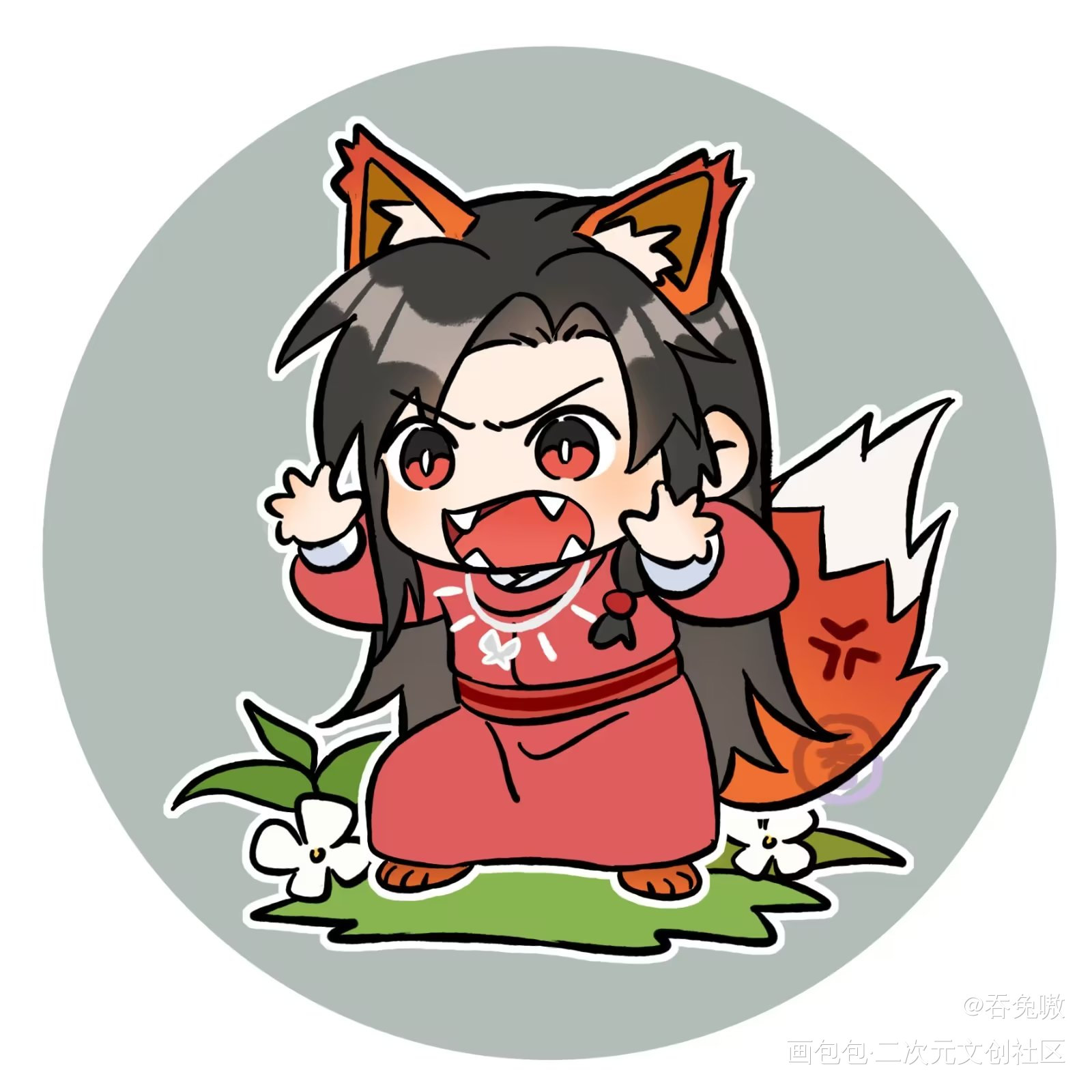 搬砖～_天官赐福花怜古风Q版绘画作品