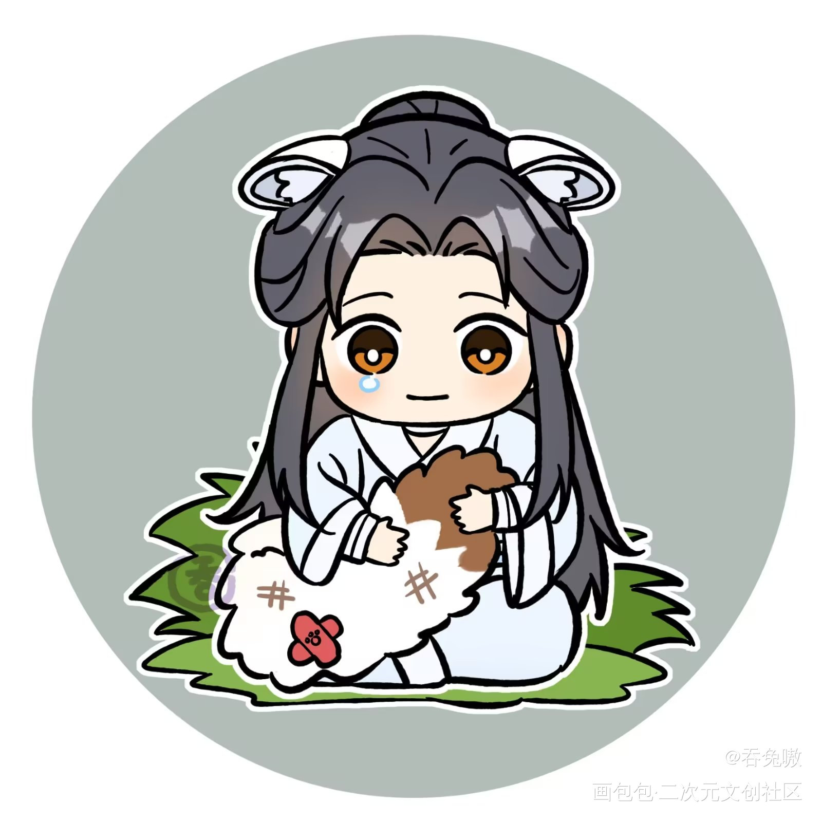 搬砖～_天官赐福花怜古风Q版绘画作品