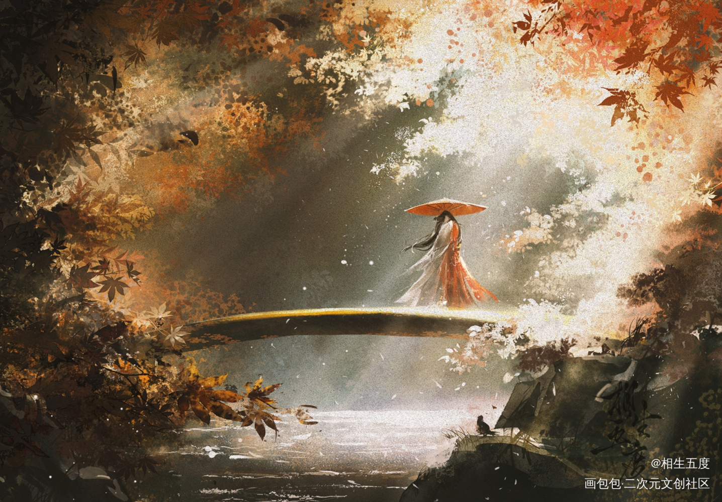 【花怜】相拥_天官赐福花怜谢怜花城古风场景绘画作品