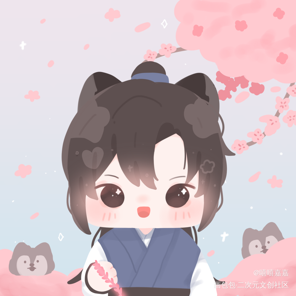 情头_二哈和他的白猫师尊燃晚楚晚宁绘画作品