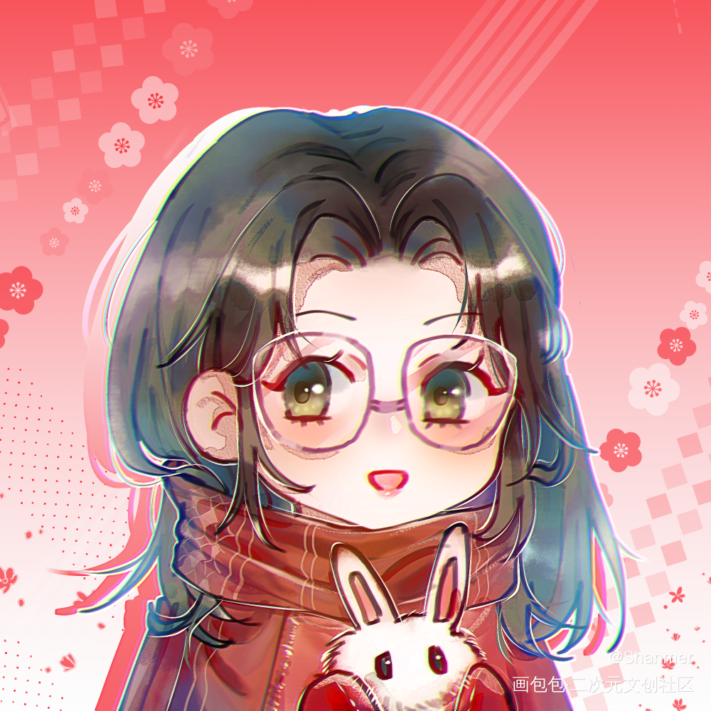 新年红围巾~_绘画绘画作品