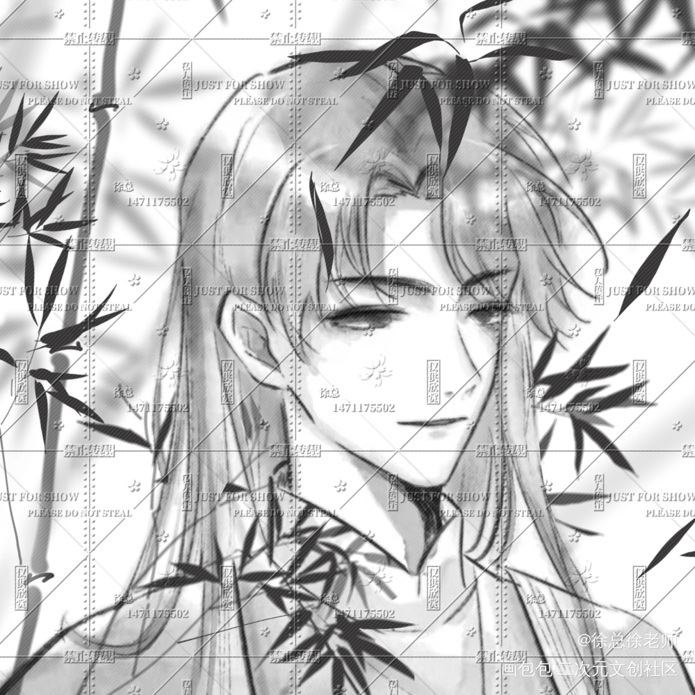 俞白•竹墨柏影也_小白杨白新羽俞风城绘画作品