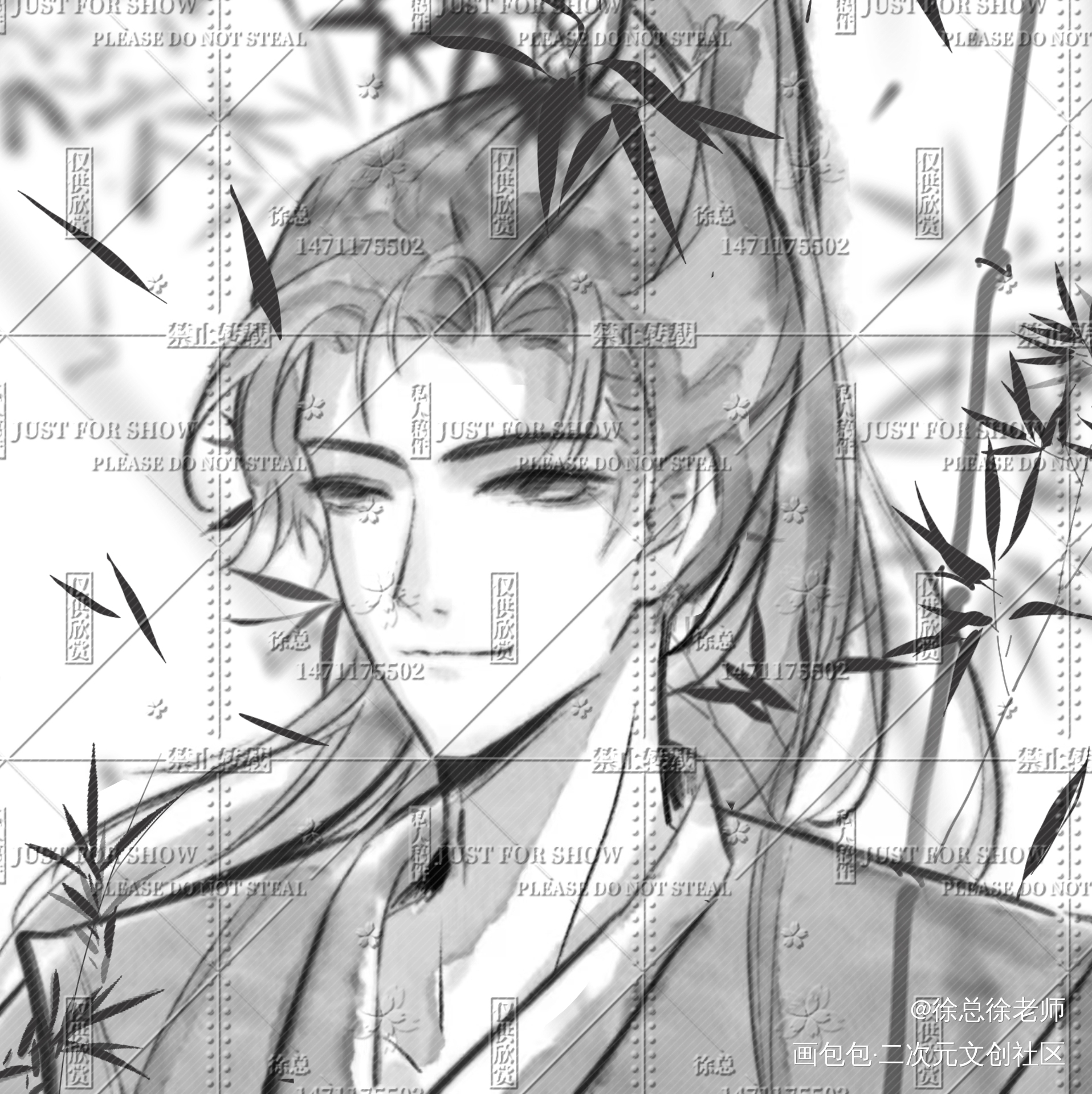 俞白•竹墨柏影也_小白杨白新羽俞风城绘画作品