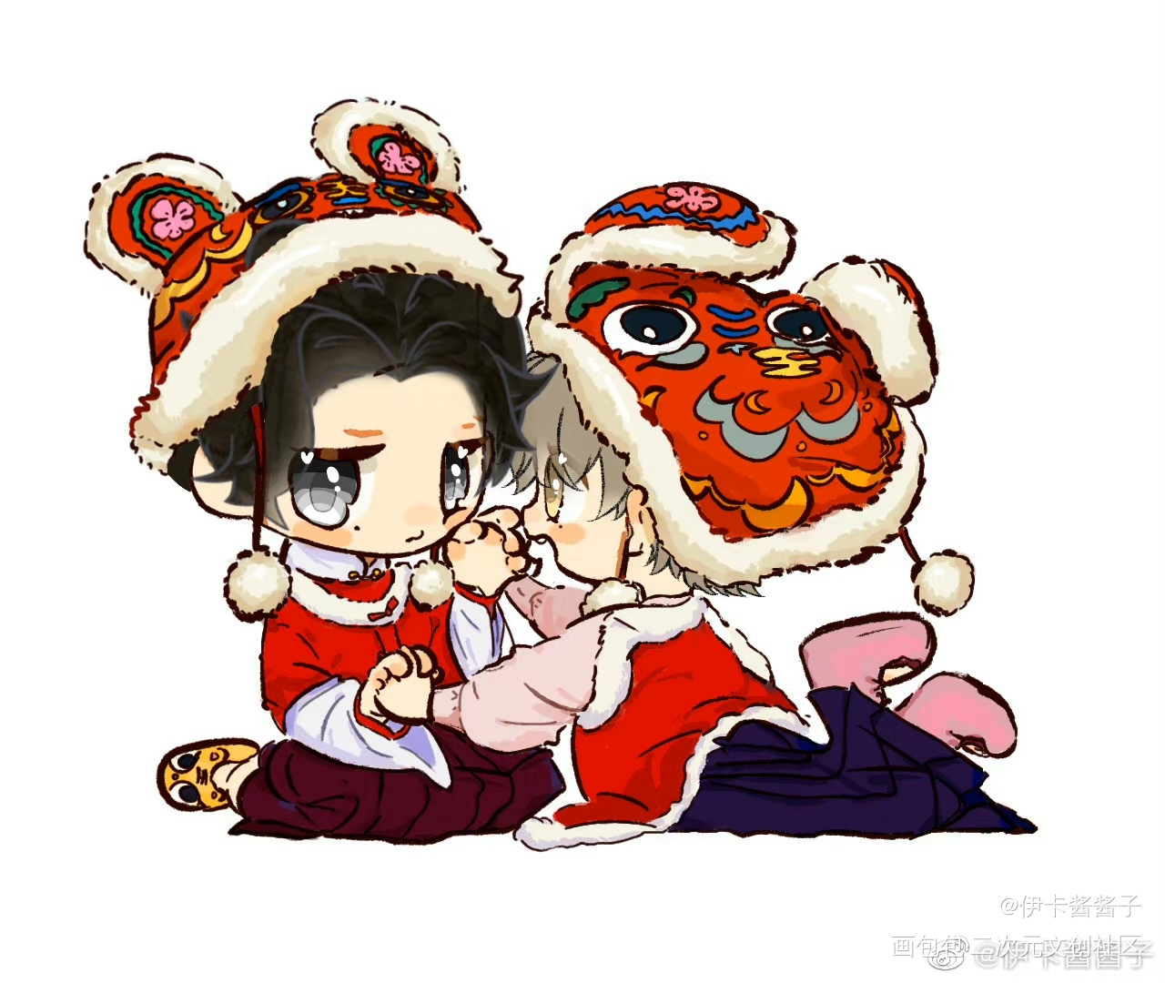 新年_188男团李程秀邵群Q版同人绘画作品