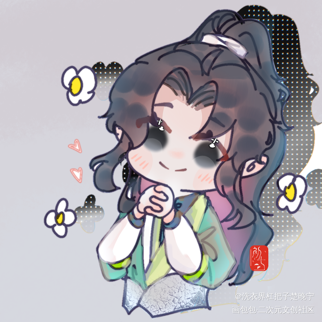 是乖巧的白花冰_人渣反派自救系统冰秋洛冰河平涂Q版绘画作品