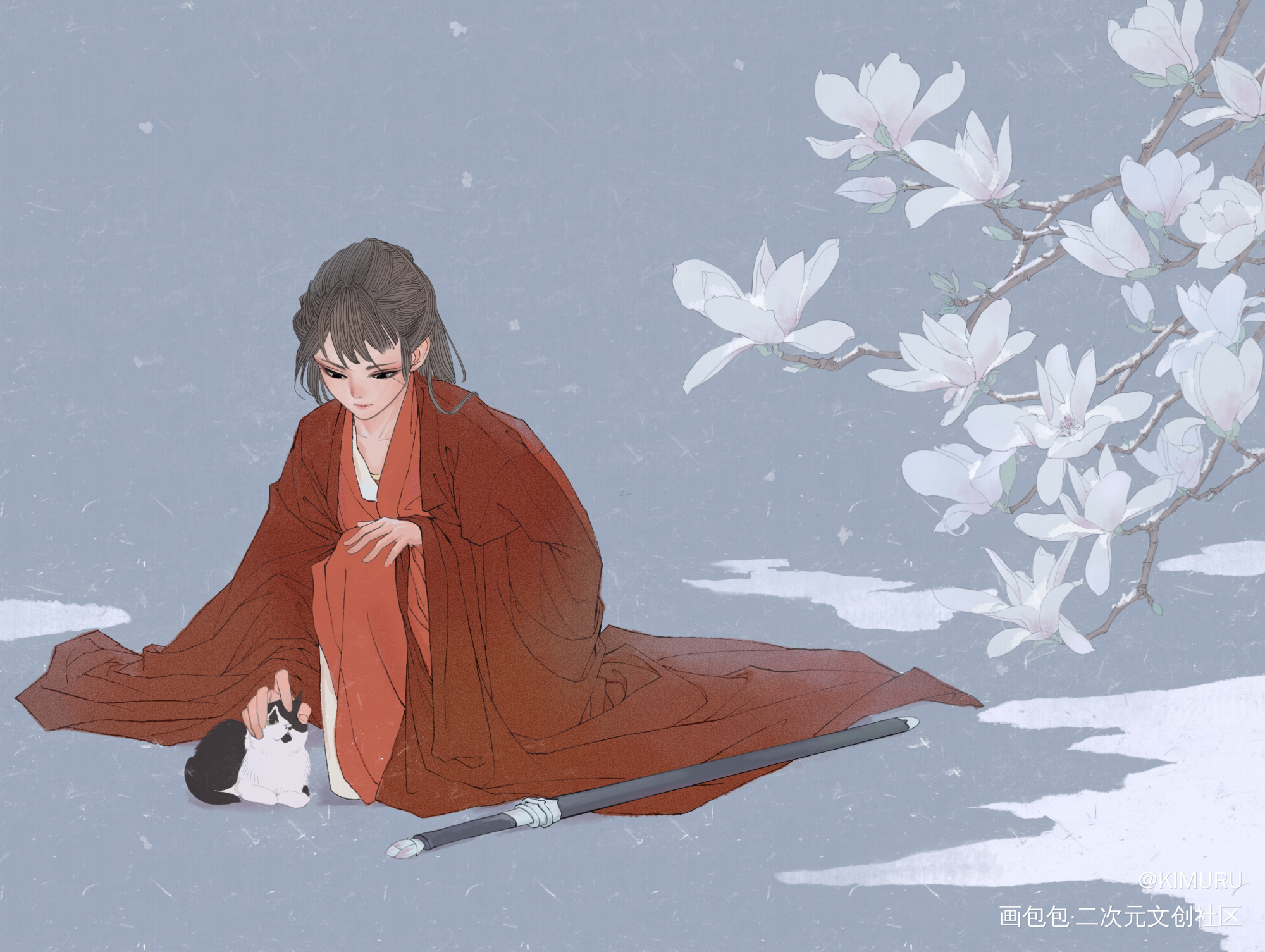 瑶琴_板绘涂线稿立绘古风平涂绘画作品