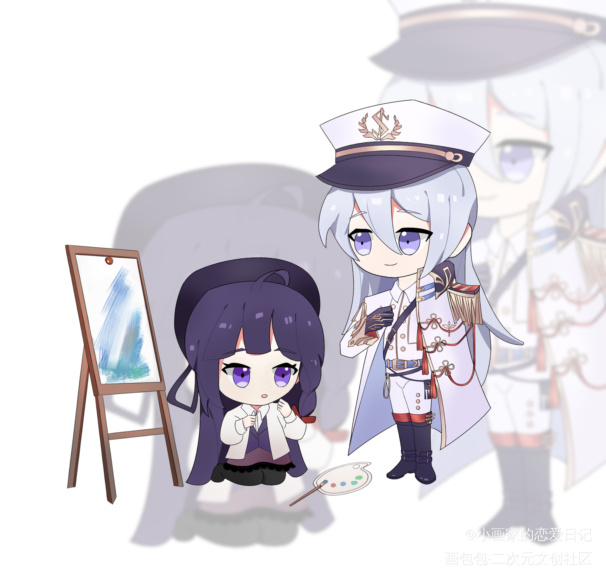 白银骑士叶瑄_时空中的绘旅人叶瑄板绘涂水彩Q版头像插画约稿板绘绘画作品