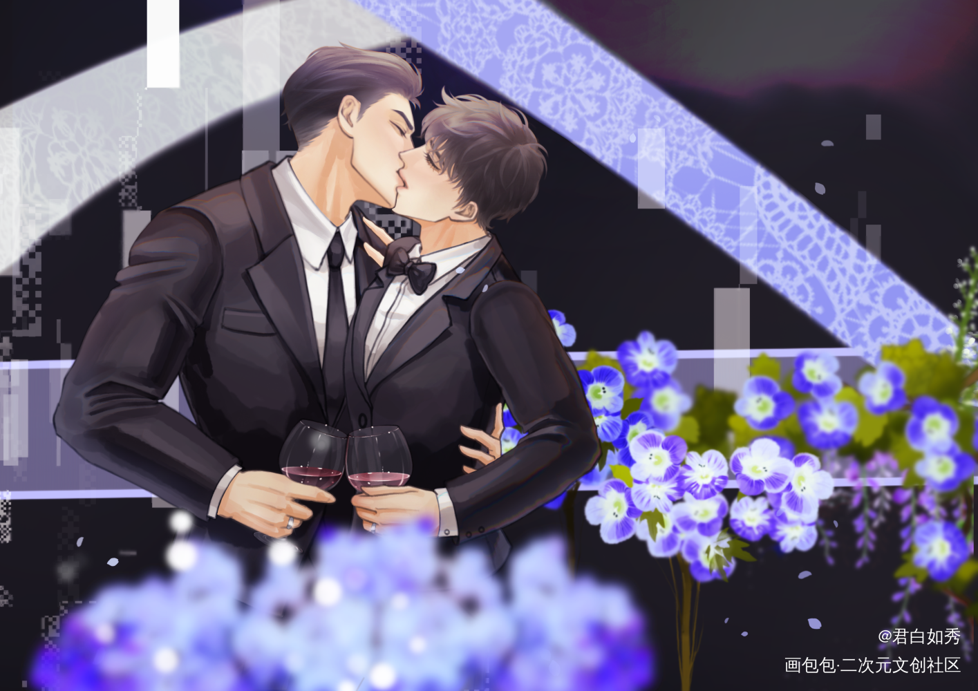群秀也要贴贴_娘娘腔188男团群秀绘画作品