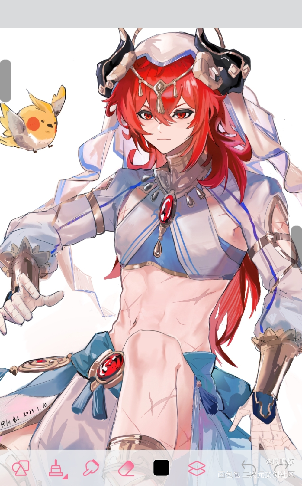 迪卢克_原神迪卢克板绘涂绘画绘画作品