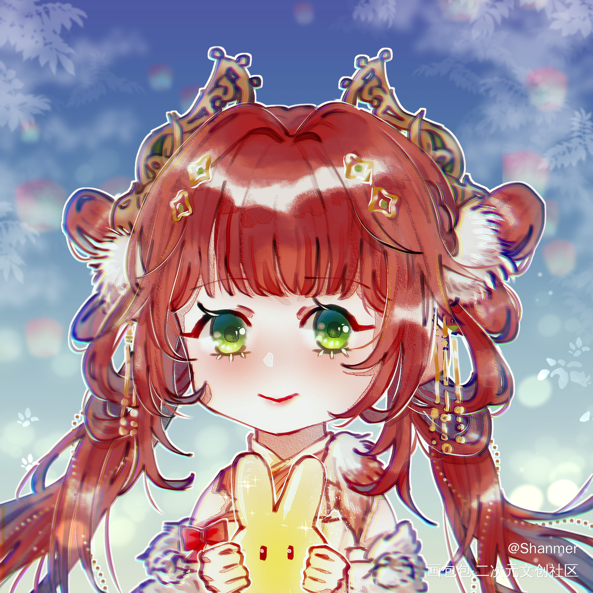 兔红萝莉_剑网3平涂日系Q版头像绘画作品