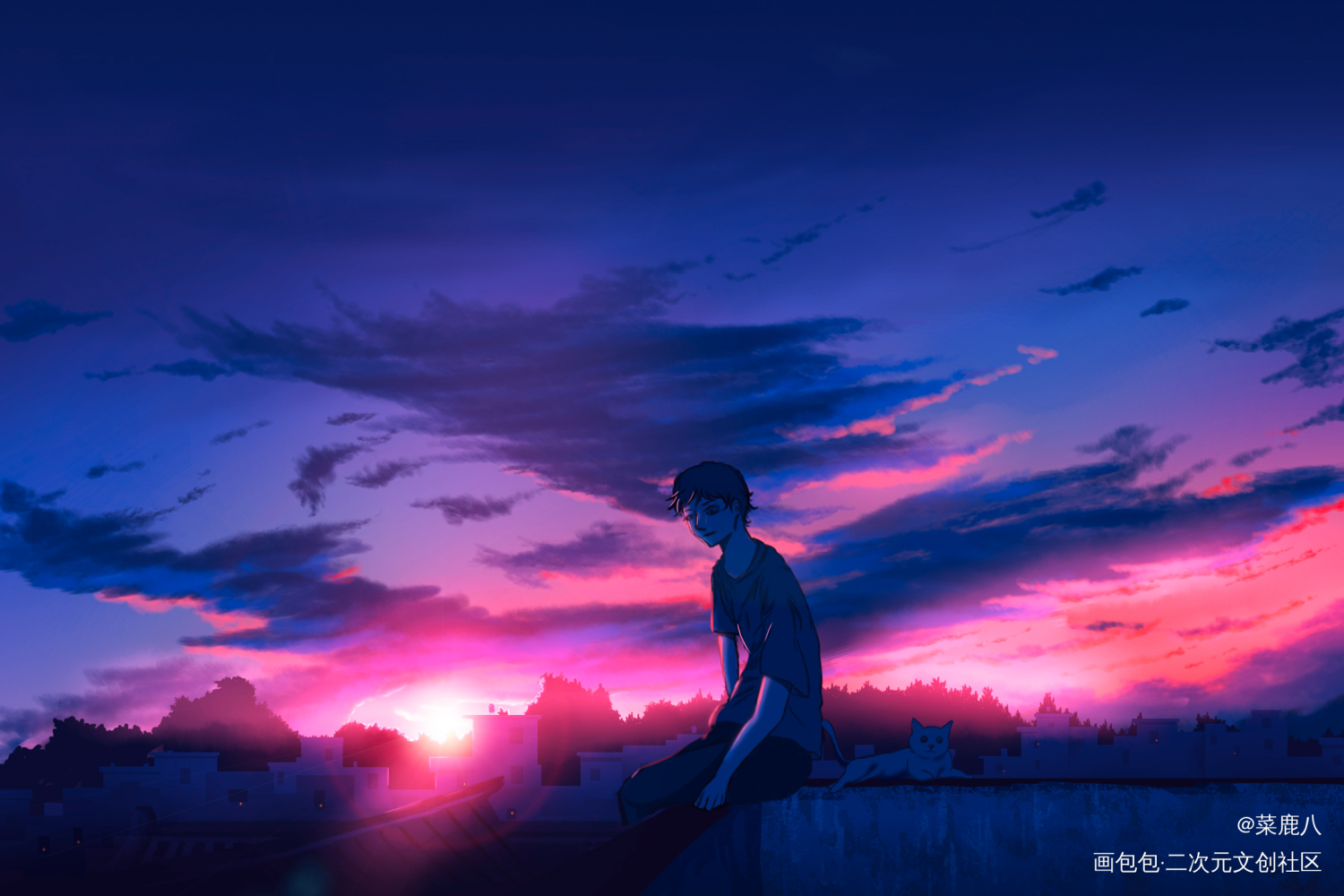 夕阳下的阳台_板绘涂场景绘画场景插画画画原创插画板绘插画板绘绘画绘画作品