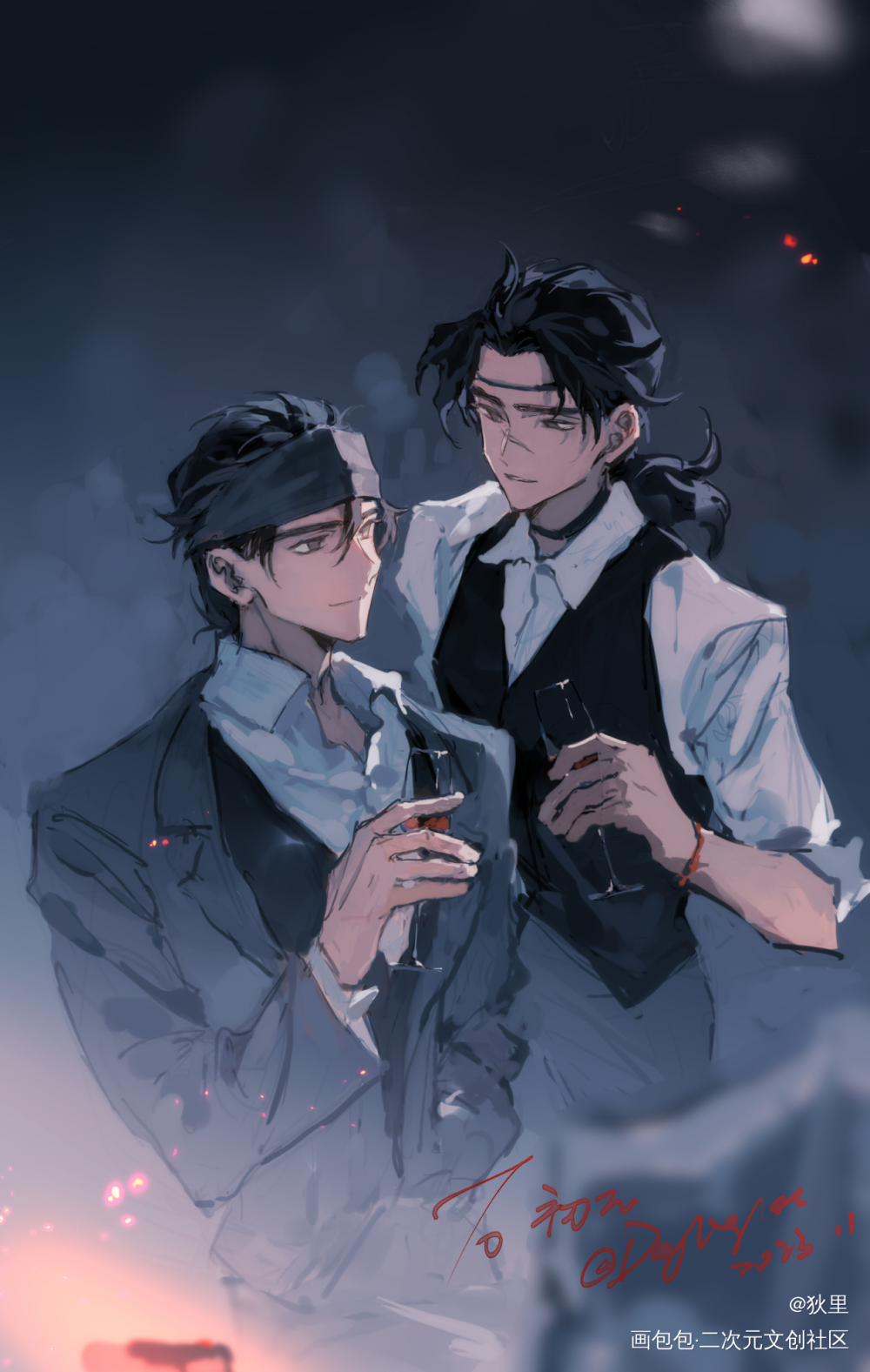 🍸_新神榜杨戬板绘涂沉戬插图绘画作品