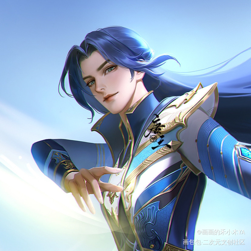 蓝银皇唐三_厚涂头像插画同人唐三绘画作品