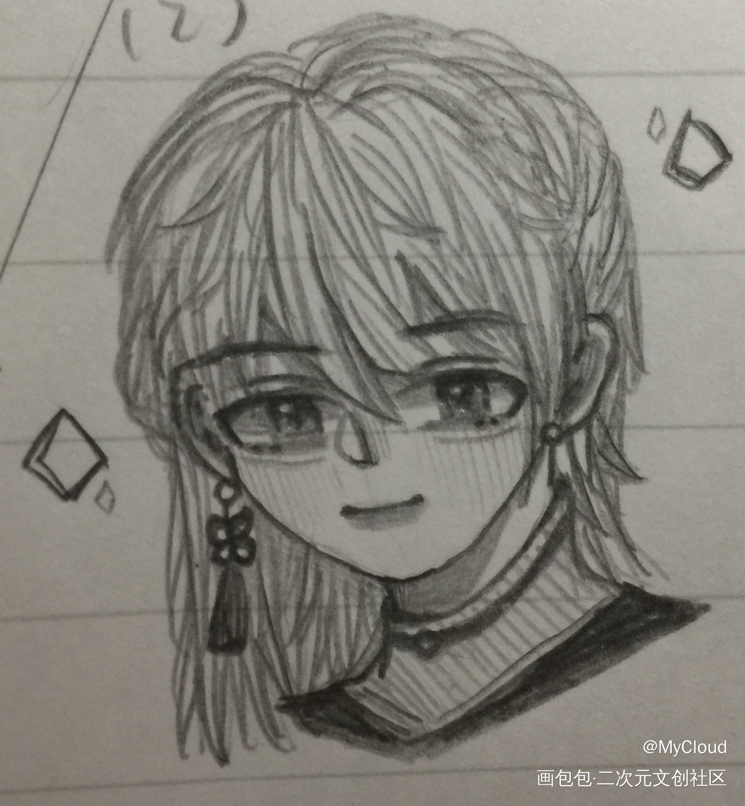 oc_黑白简笔oc绘画作品