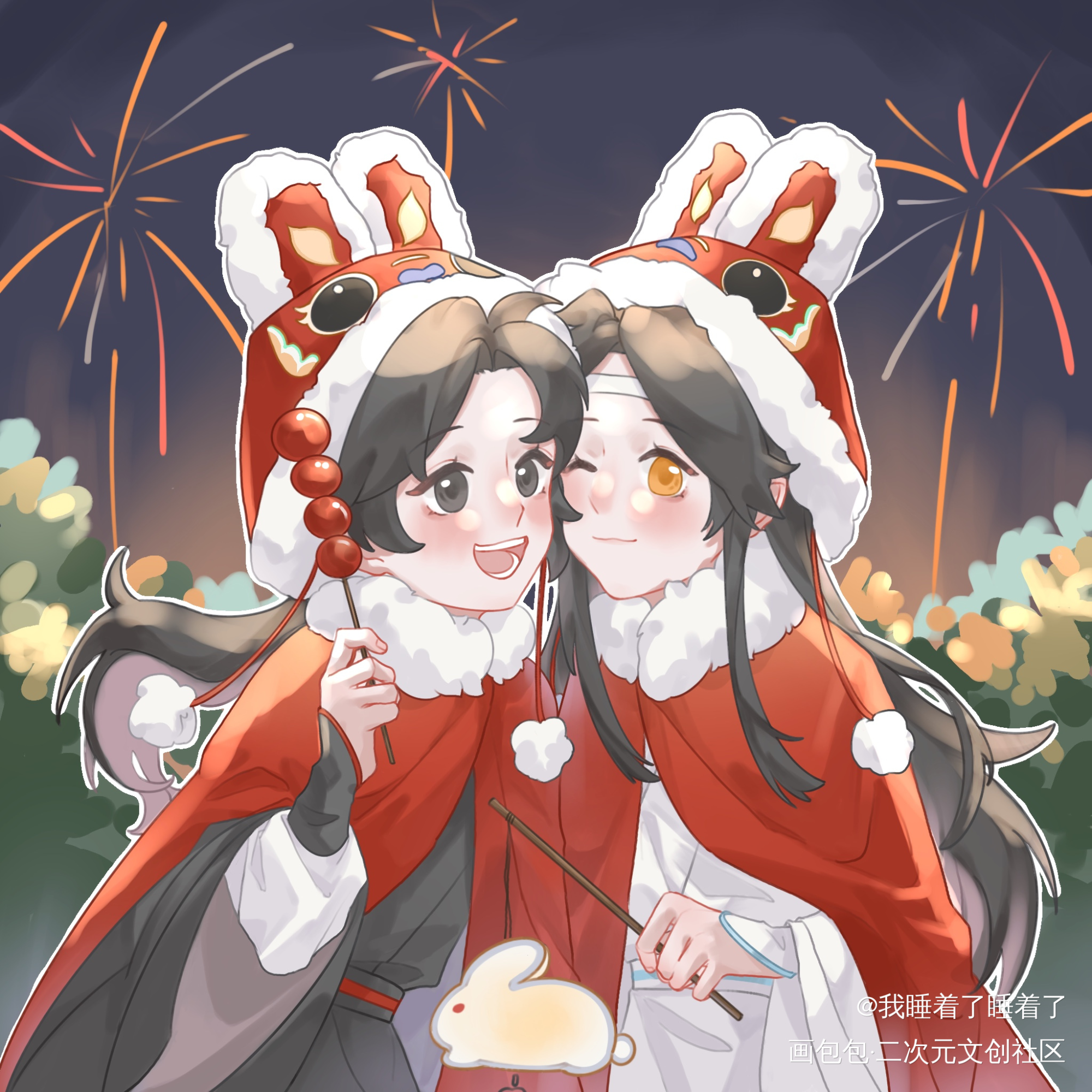 小叽小羡贴贴_魔道祖师忘羡蓝忘机魏无羡同人绘画作品