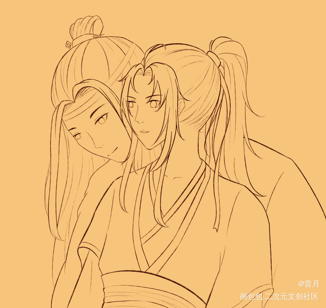 背后拥抱❤️_魔道祖师忘羡绘画作品