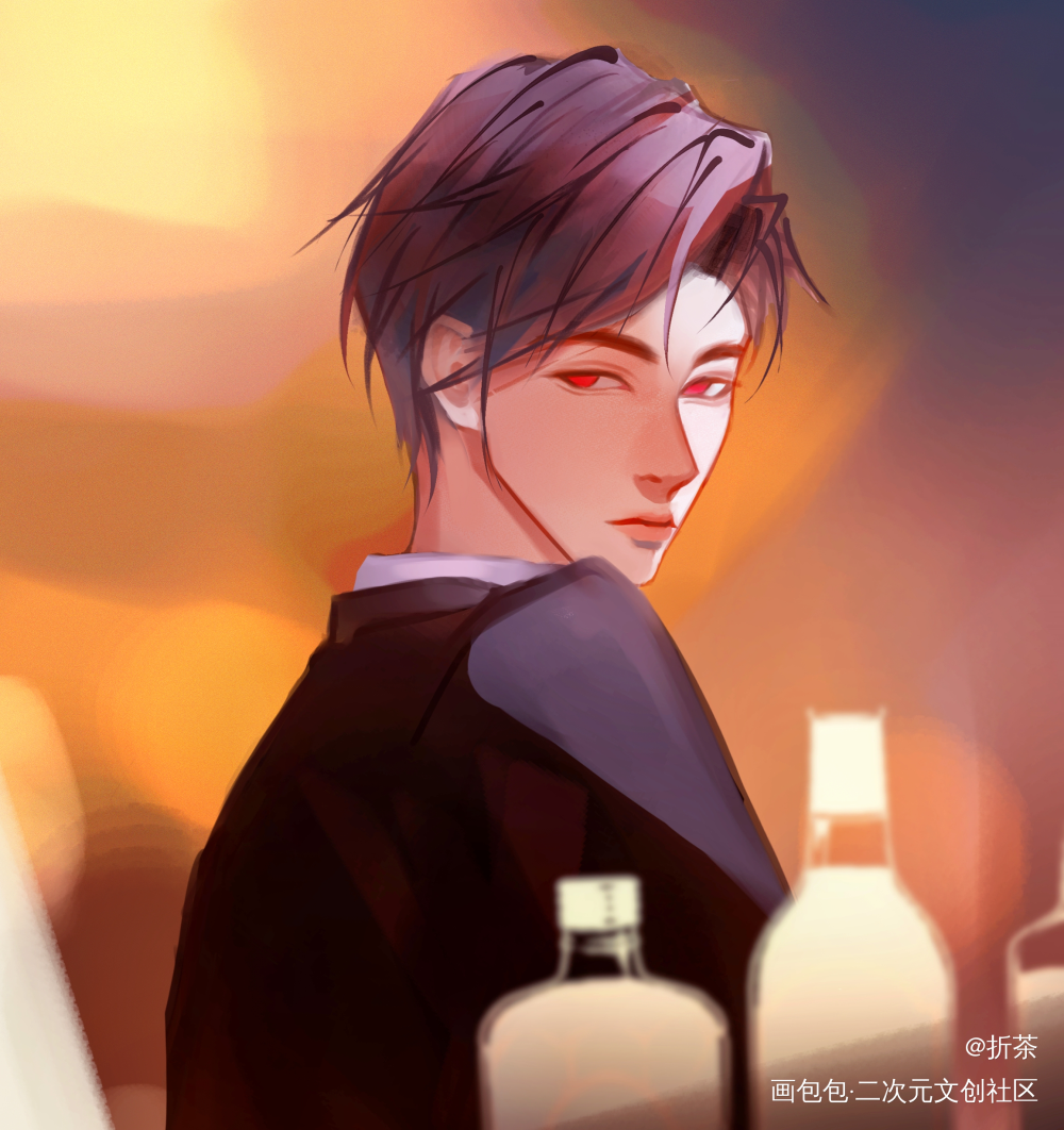 疲惫的陆总_光与夜之恋陆沉板绘涂摸鱼绘画绘画作品
