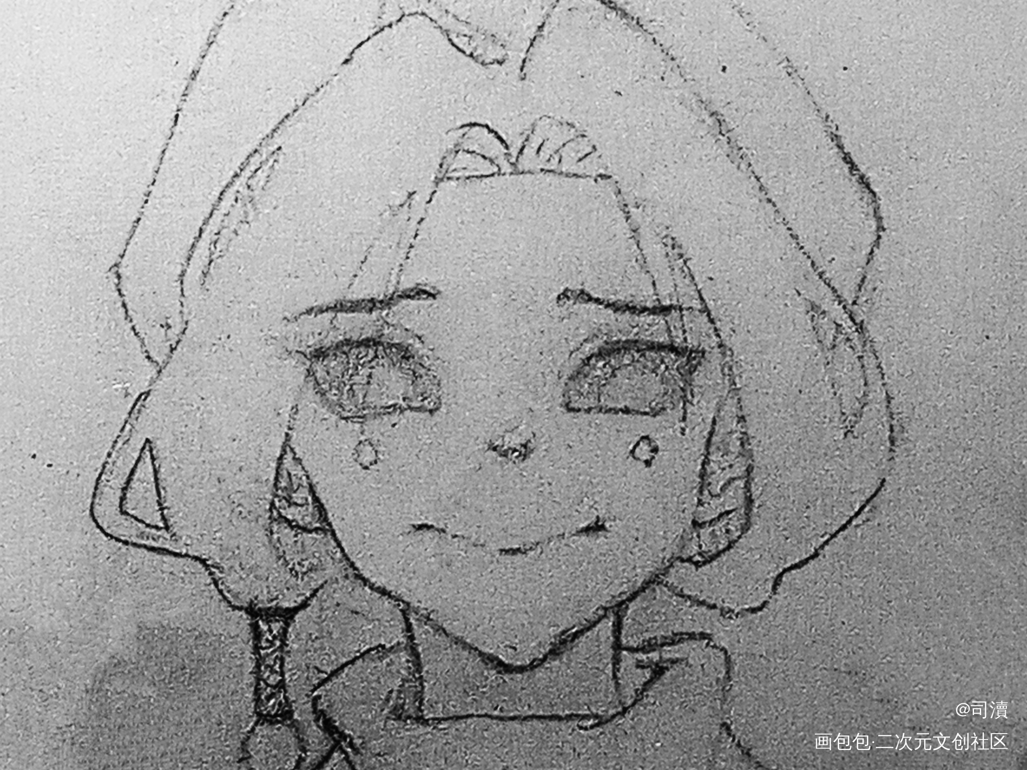一张可爱的萌新头_光遇铅笔手绘摸鱼绘画作品