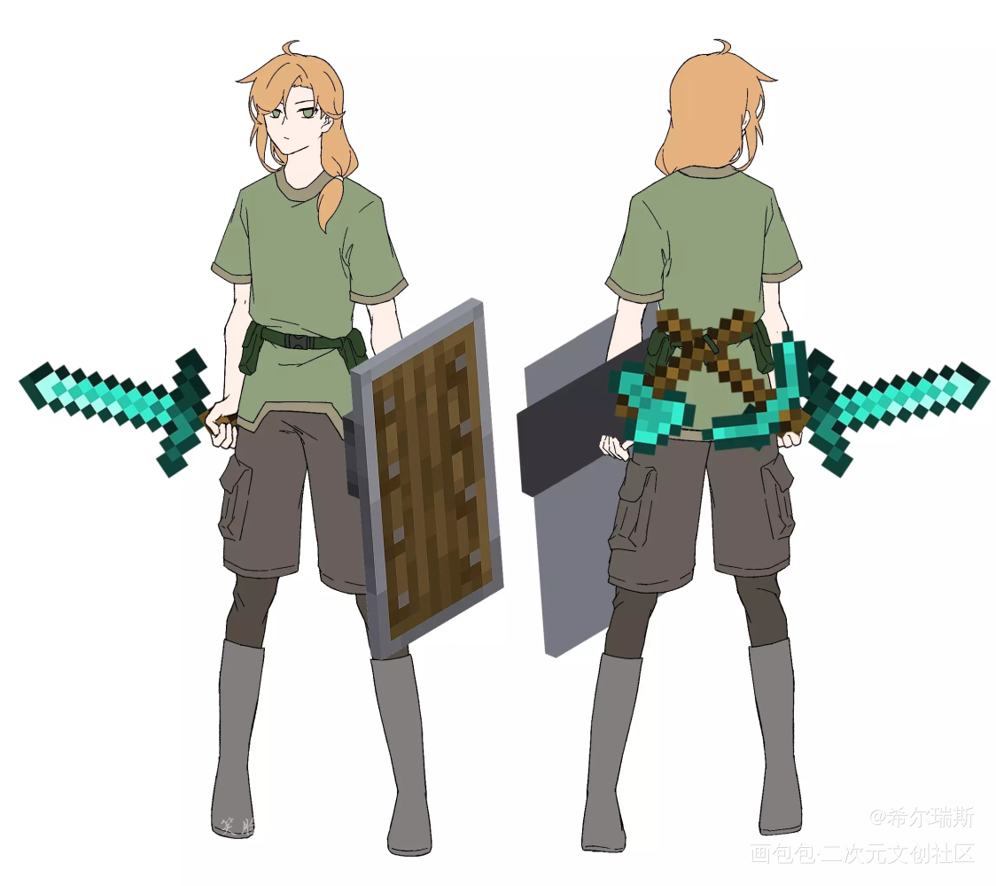 给自己配的性征比较弱的ALEX_Minecraft绘画作品