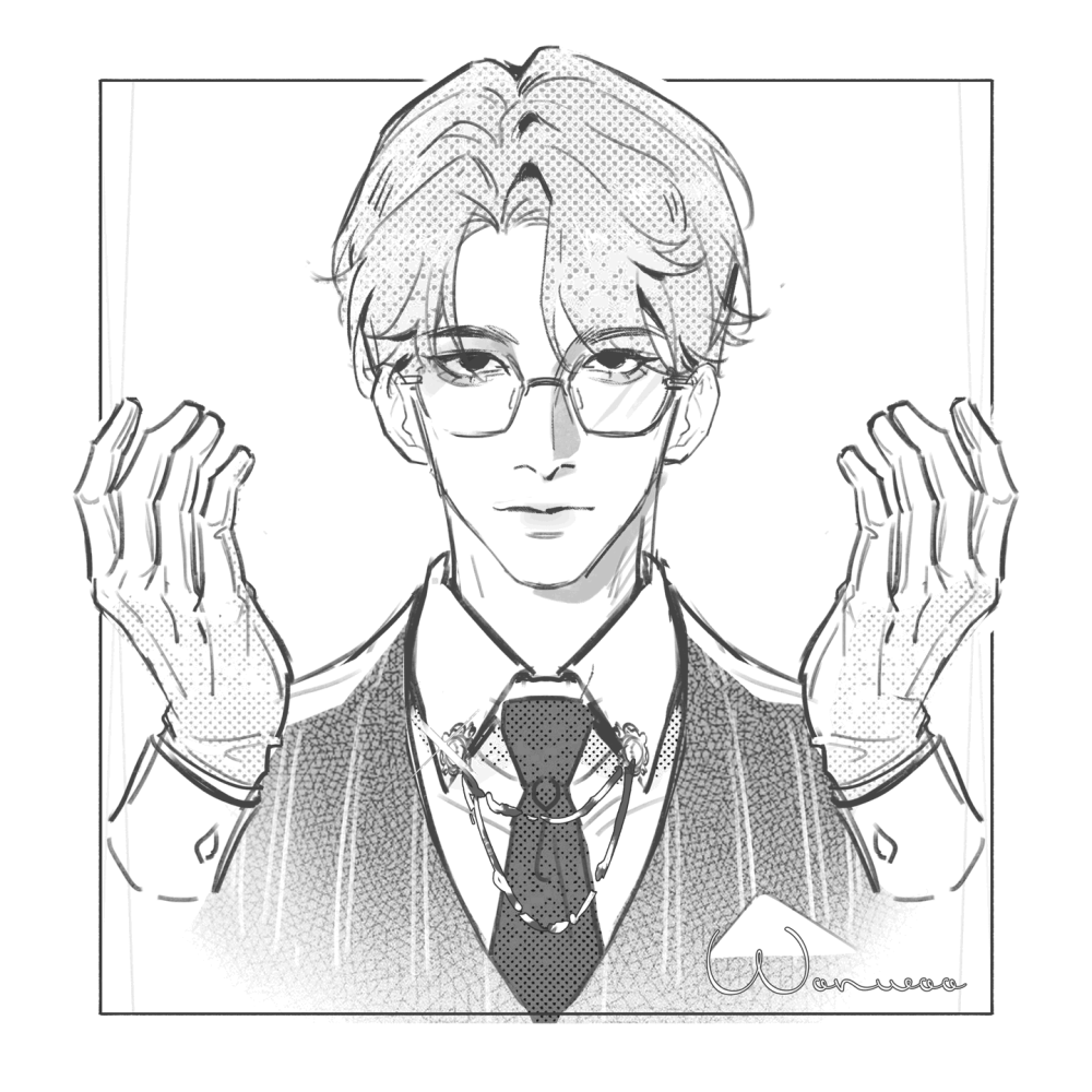全医生_黑白简笔平涂全圆佑绘画作品