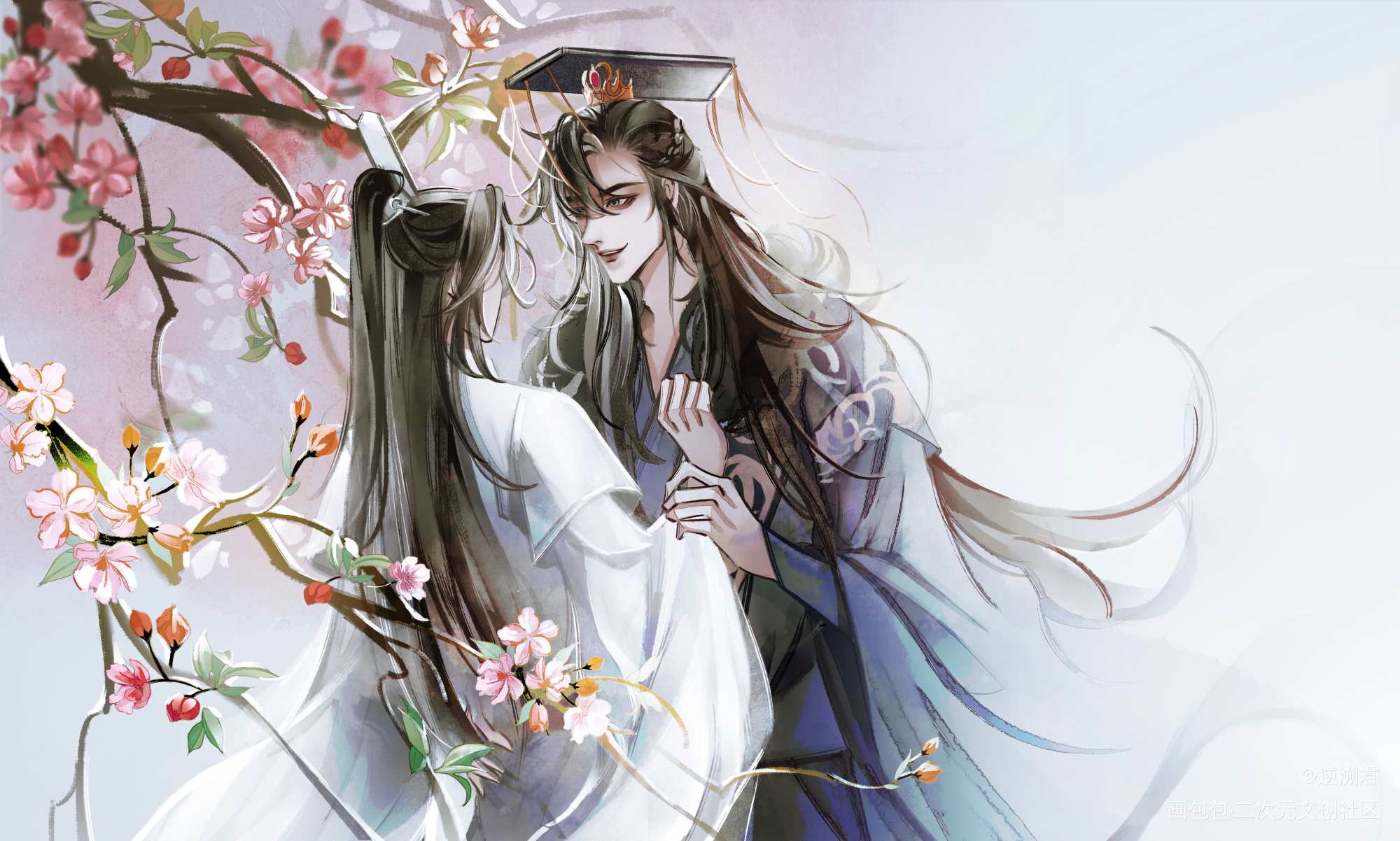 你身上的海棠花香本座喜欢_二哈和他的白猫师尊燃晚古风绘画作品
