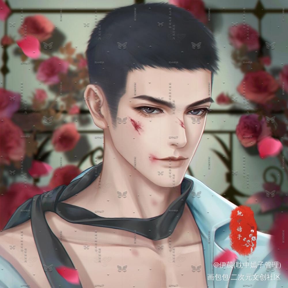 玫瑰曰_小白杨188男团俞白绘画作品