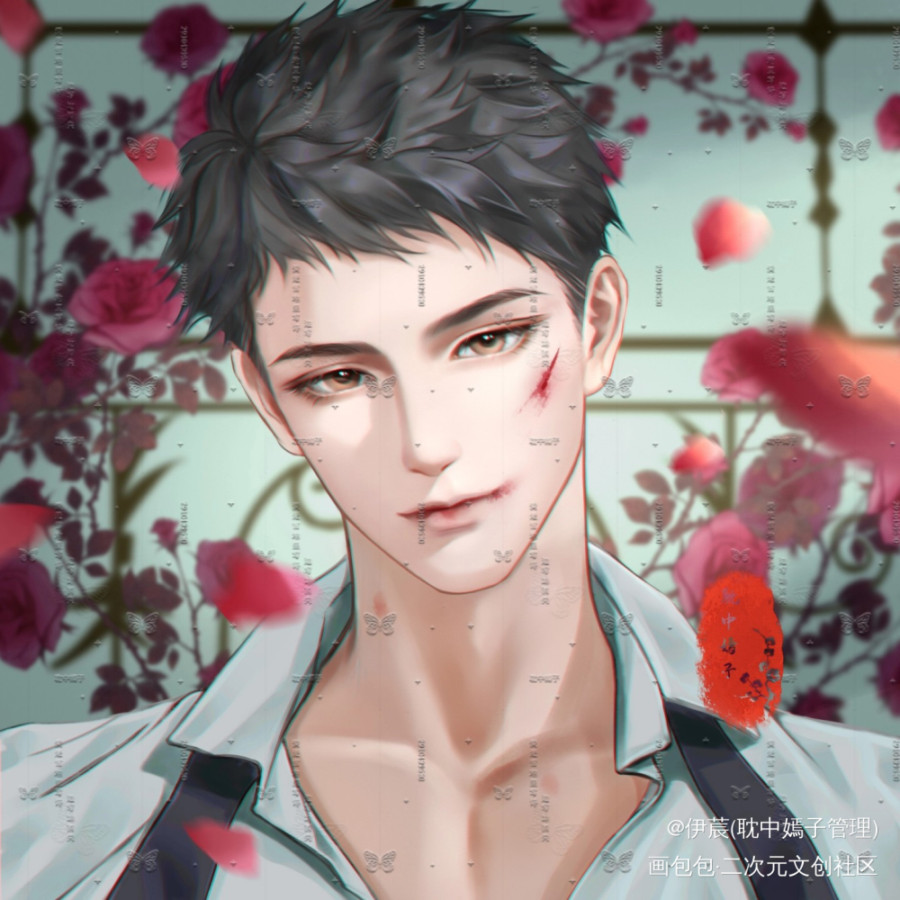 玫瑰曰_小白杨188男团俞白绘画作品
