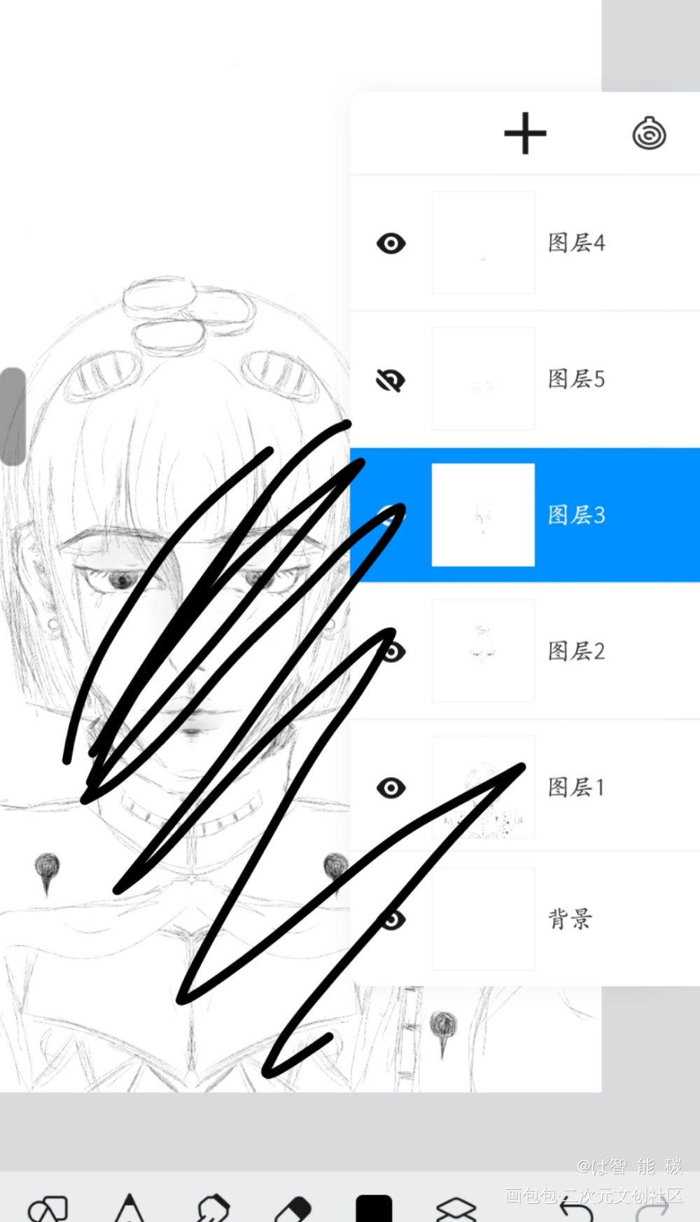 纯色头像_铅笔黑白简笔摸鱼页绘画作品