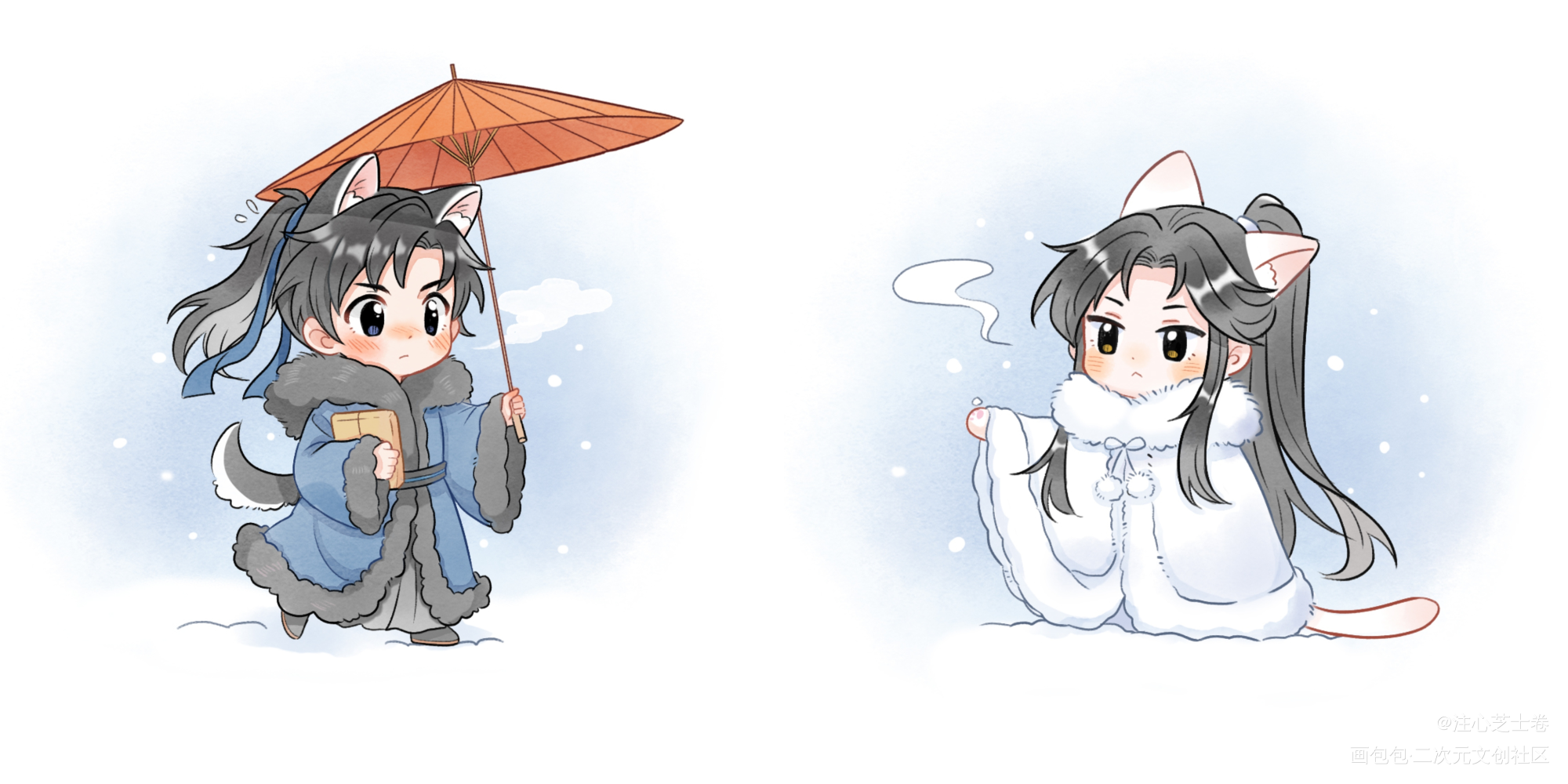 _二哈和他的白猫师尊燃晚墨燃楚晚宁绘画作品