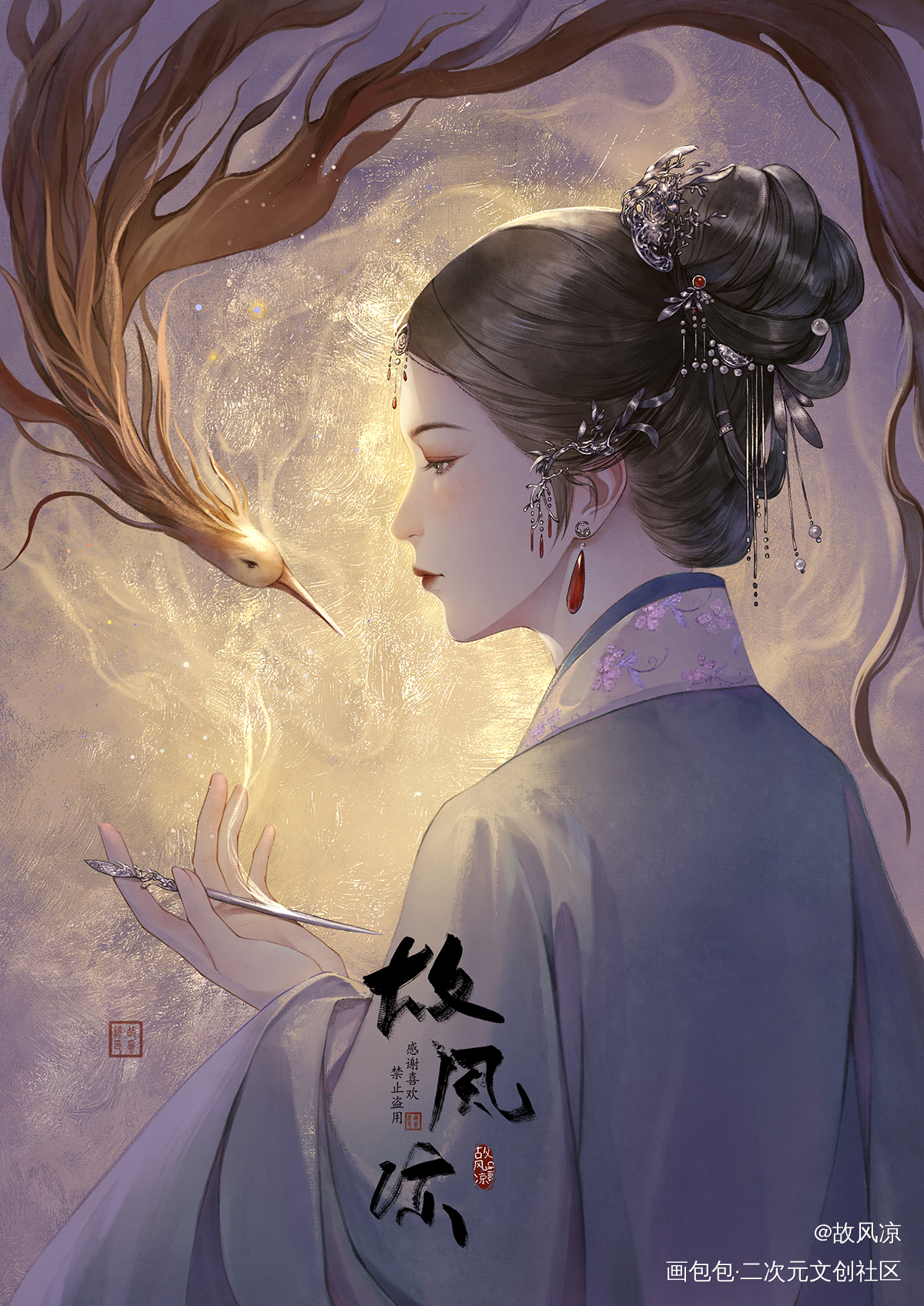 一梦春宵苦短_古风头像插画绘画原创绘画作品