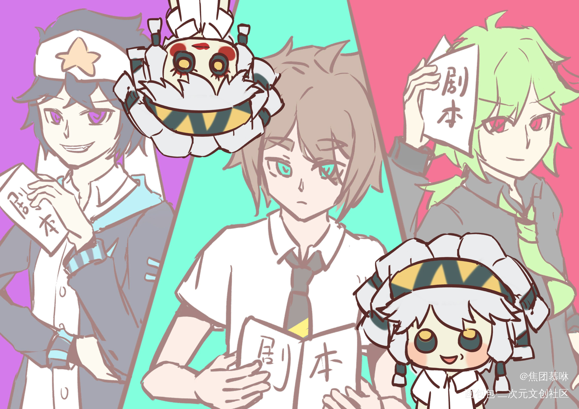 画了手书，来这里宣一哈❤️_凹凸世界雷安雷狮安迷修摸鱼绘画绘画作品