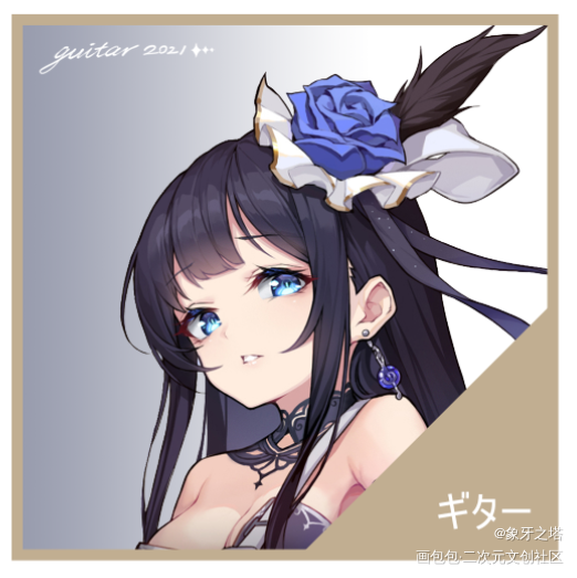 黑发少女_少女头像插画绘画作品