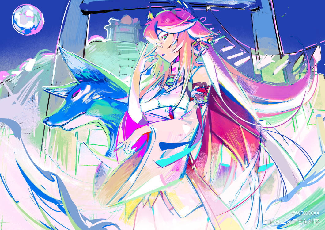 神子_原神板绘涂日系插画同人八重神子绘画作品