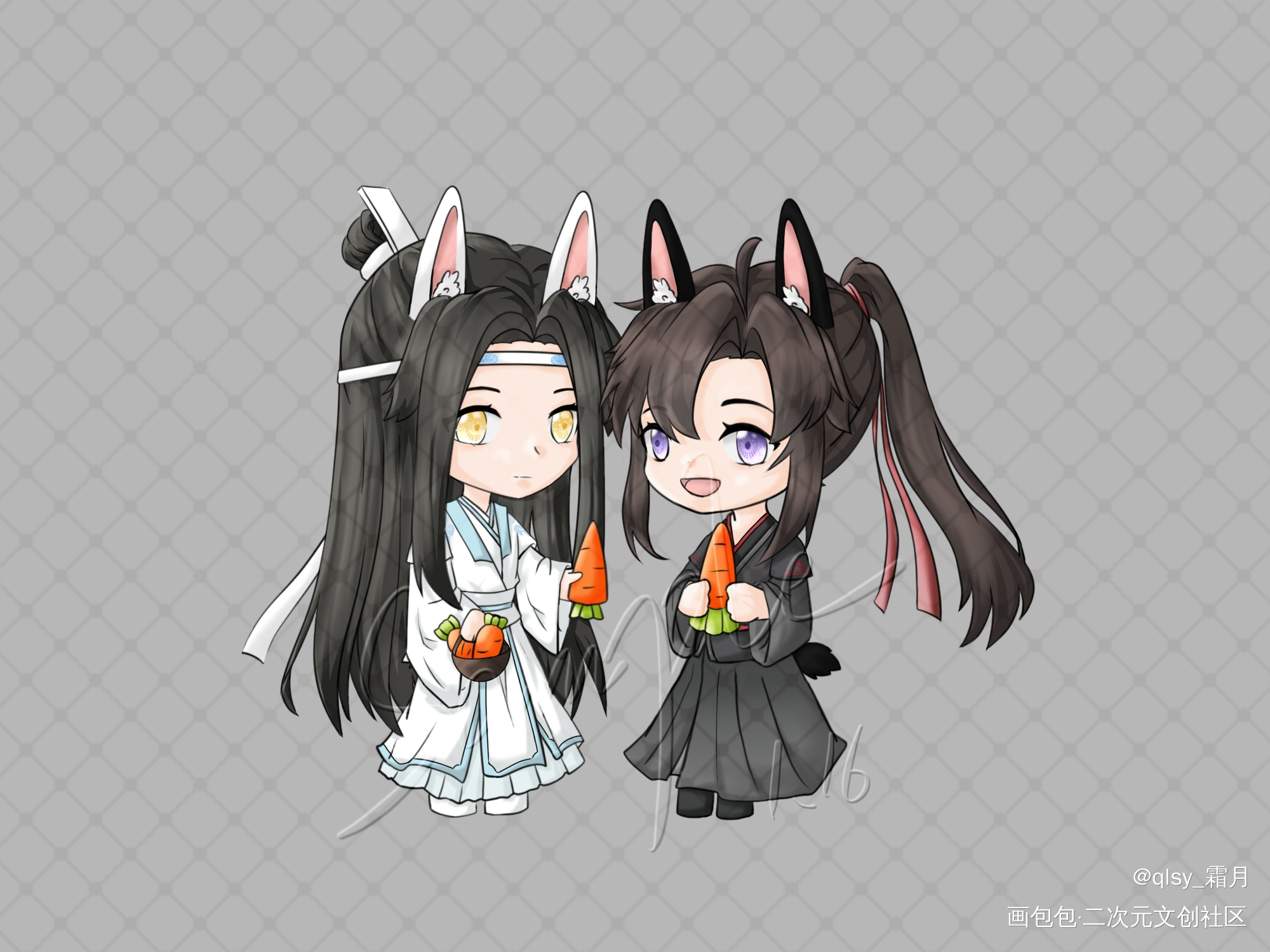 _魔道祖师忘羡蓝忘机魏无羡Q版绘画作品