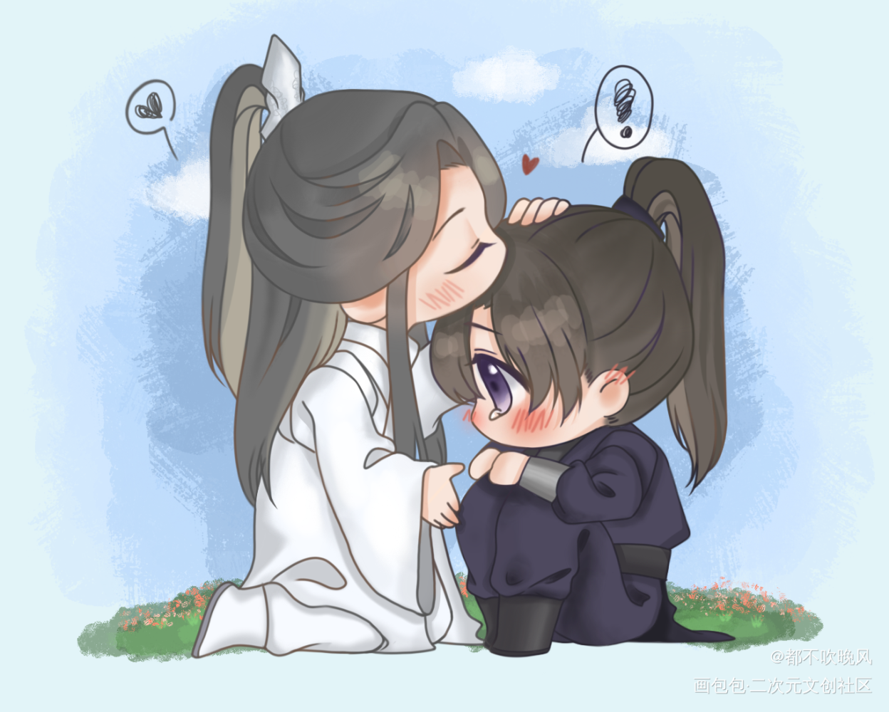 小可怜🥺_二哈和他的白猫师尊绘画作品