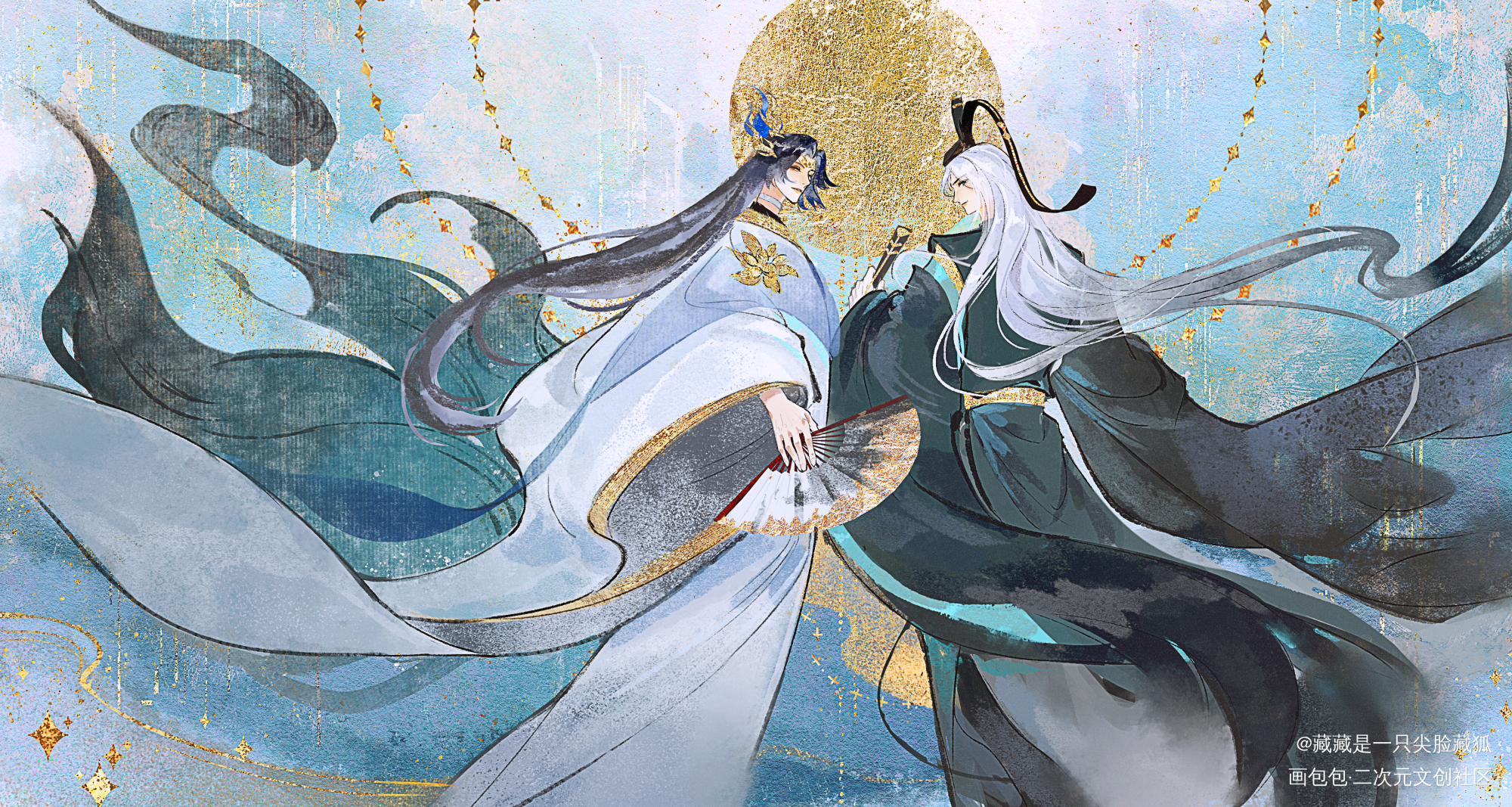狐狸精x2_阴阳师安倍晴明玉藻前绘画作品