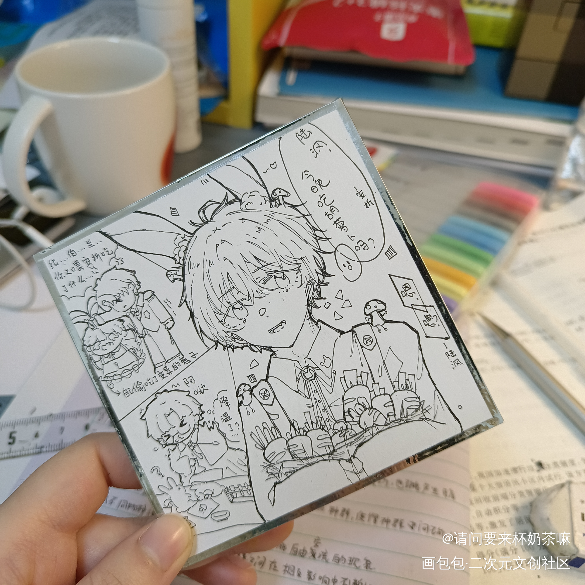 兔兔蘑菇_小蘑菇安折手绘绘画作品