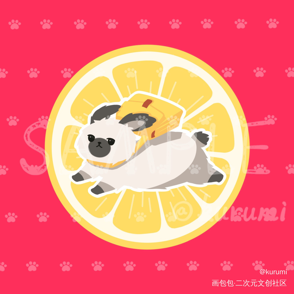 柠檬小兔 新年红包封面_Q版兔子插画原创绘画作品