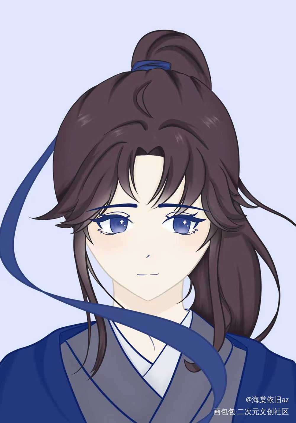 双梅萌_二哈和他的白猫师尊绘画作品