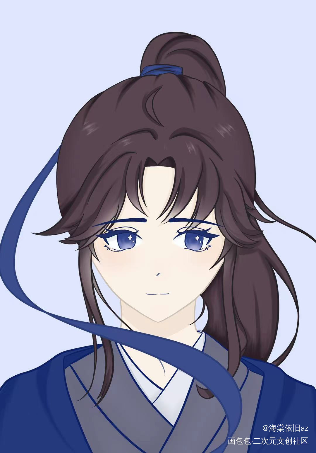 双梅萌_二哈和他的白猫师尊绘画作品