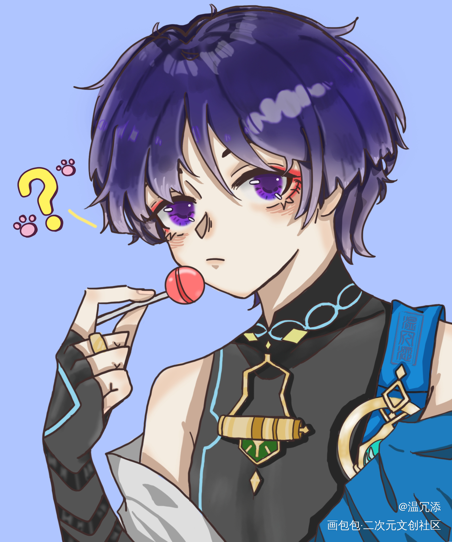 吃棒棒糖的乖乖散！_原神板绘涂绘画绘画作品
