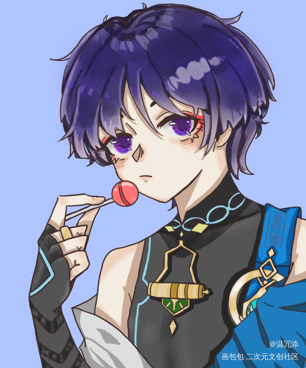 吃棒棒糖的乖乖散！_原神板绘涂绘画绘画作品