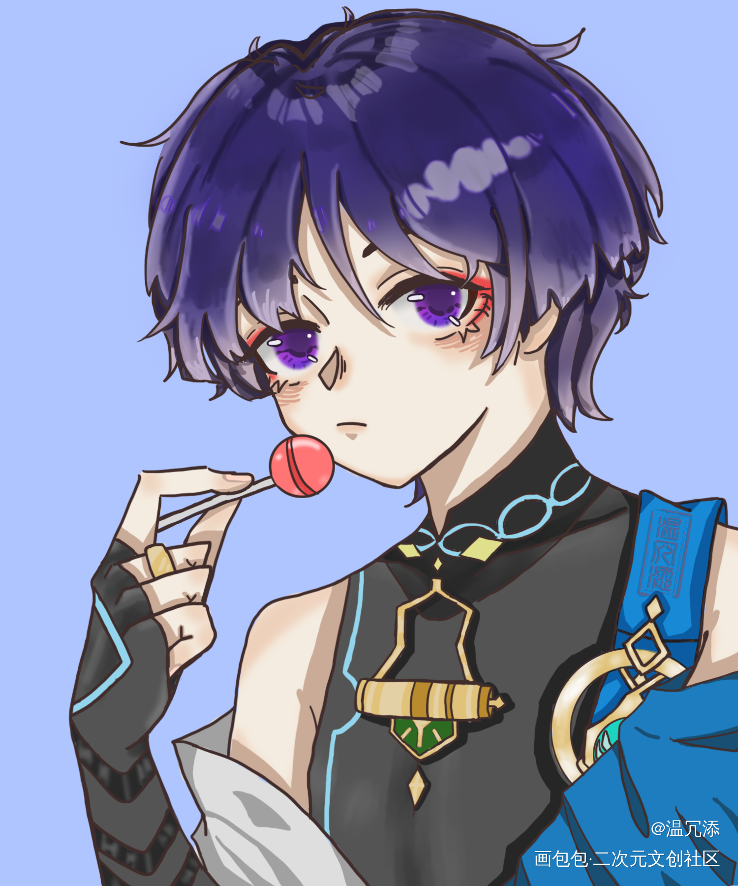 吃棒棒糖的乖乖散！_原神板绘涂绘画绘画作品
