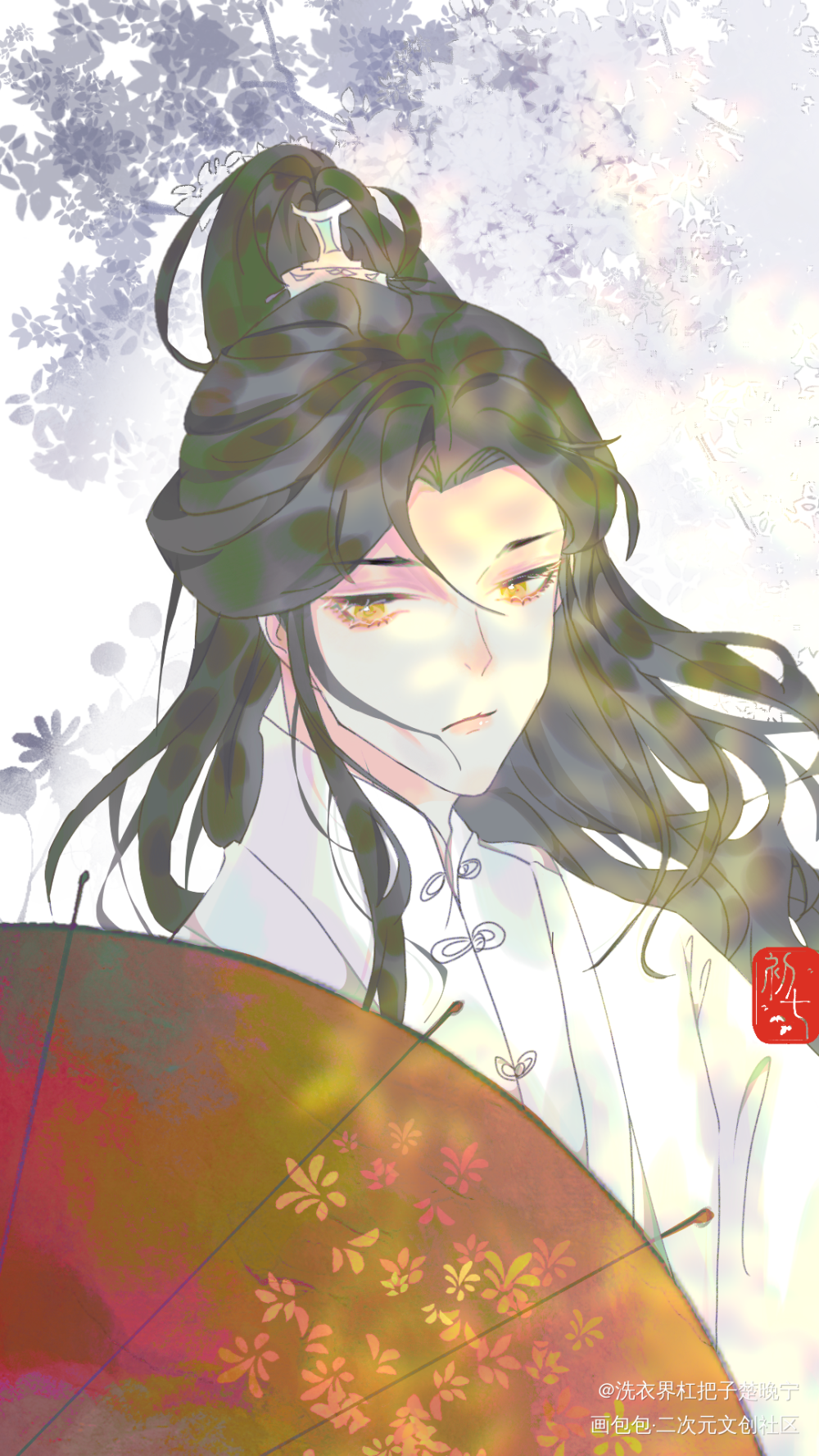“自古逢秋悲寂寥……”_二哈和他的白猫师尊燃晚楚晚宁古风指绘绘画作品